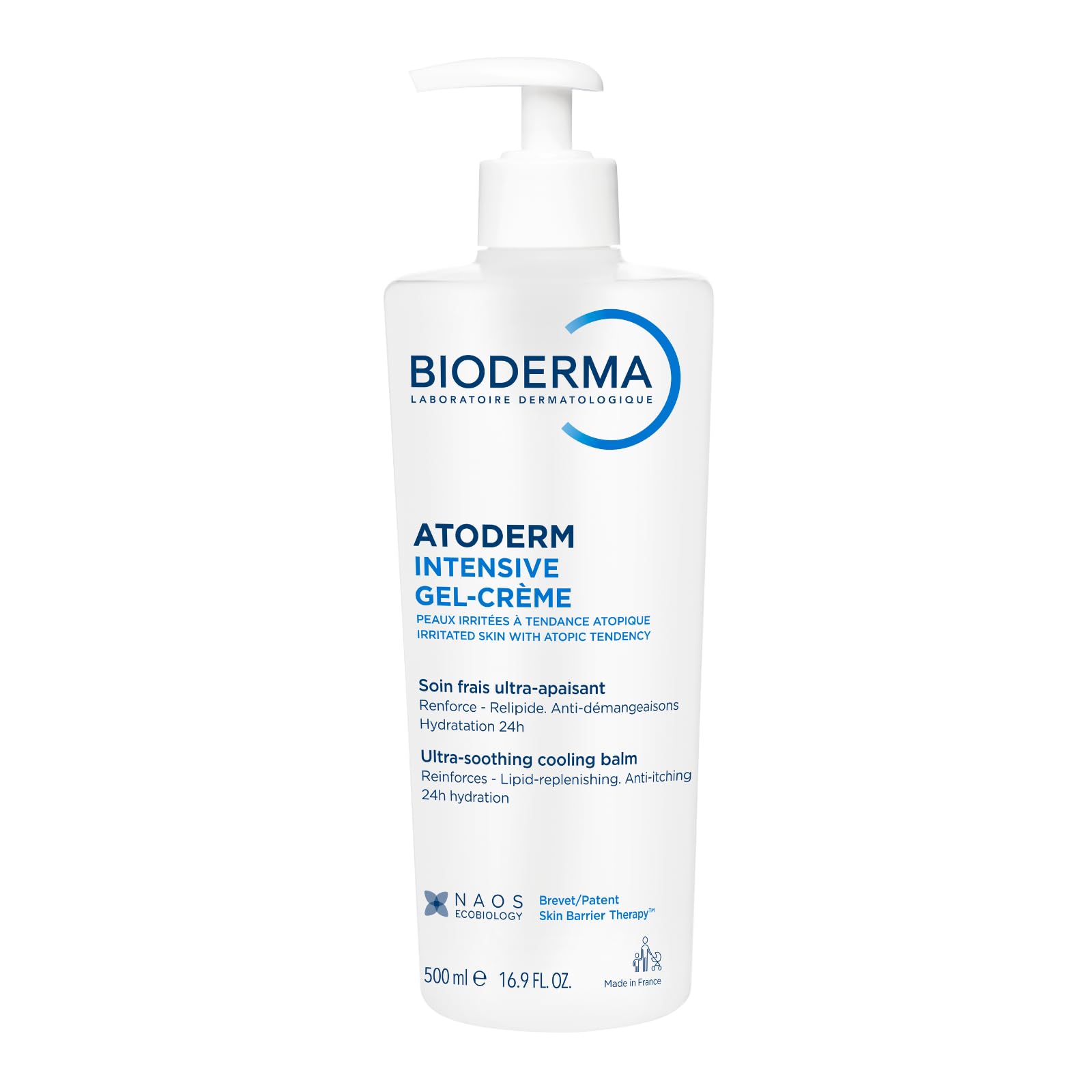Bioderma Atoderm Intensive Gel-Cream, Soothing Body Moisturizer for Dry to Atopic Sensitive Skin, 24-Hour Hydration, 16.9 Fl Oz