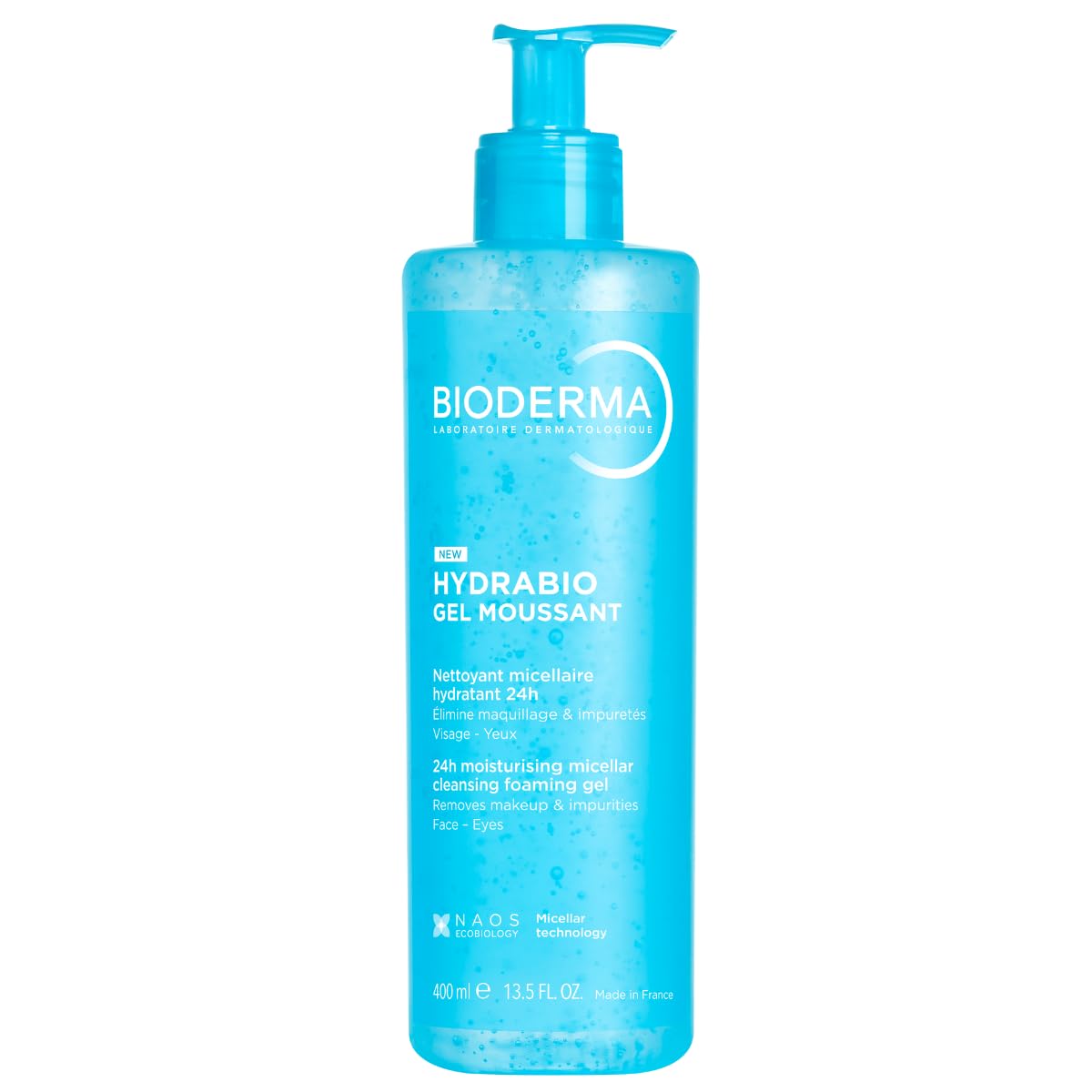 Bioderma - Hydrabio - Foaming Gel - 3-in-1 Cleansing, Makeup Removing and Hydrating - Face Cleanser for Dehydrated Skin, 13.5 Fl.Oz