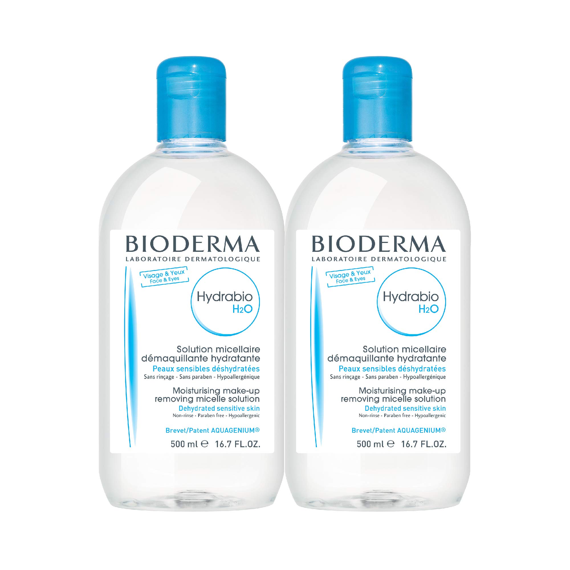 Bioderma Hydrabio DUO H2O Micellar Water Cleansing and Make-Up Removing for Dehydrated Sensitive Skin, 33.4 Fl Oz