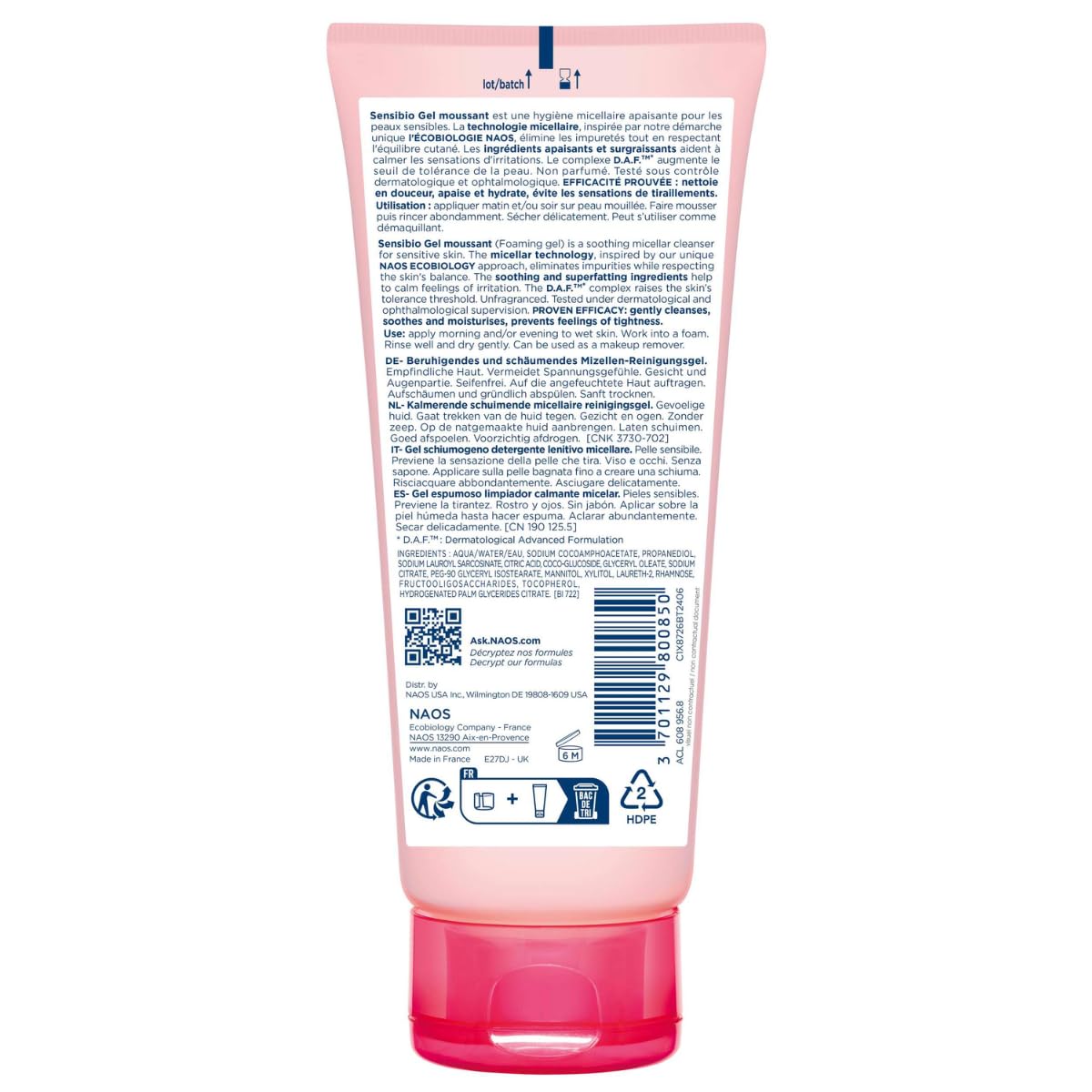 Bioderma Sensibio Foaming Gel Cleansing and Make-Up Removing Refreshing feeling for Sensitive Skin Unscented