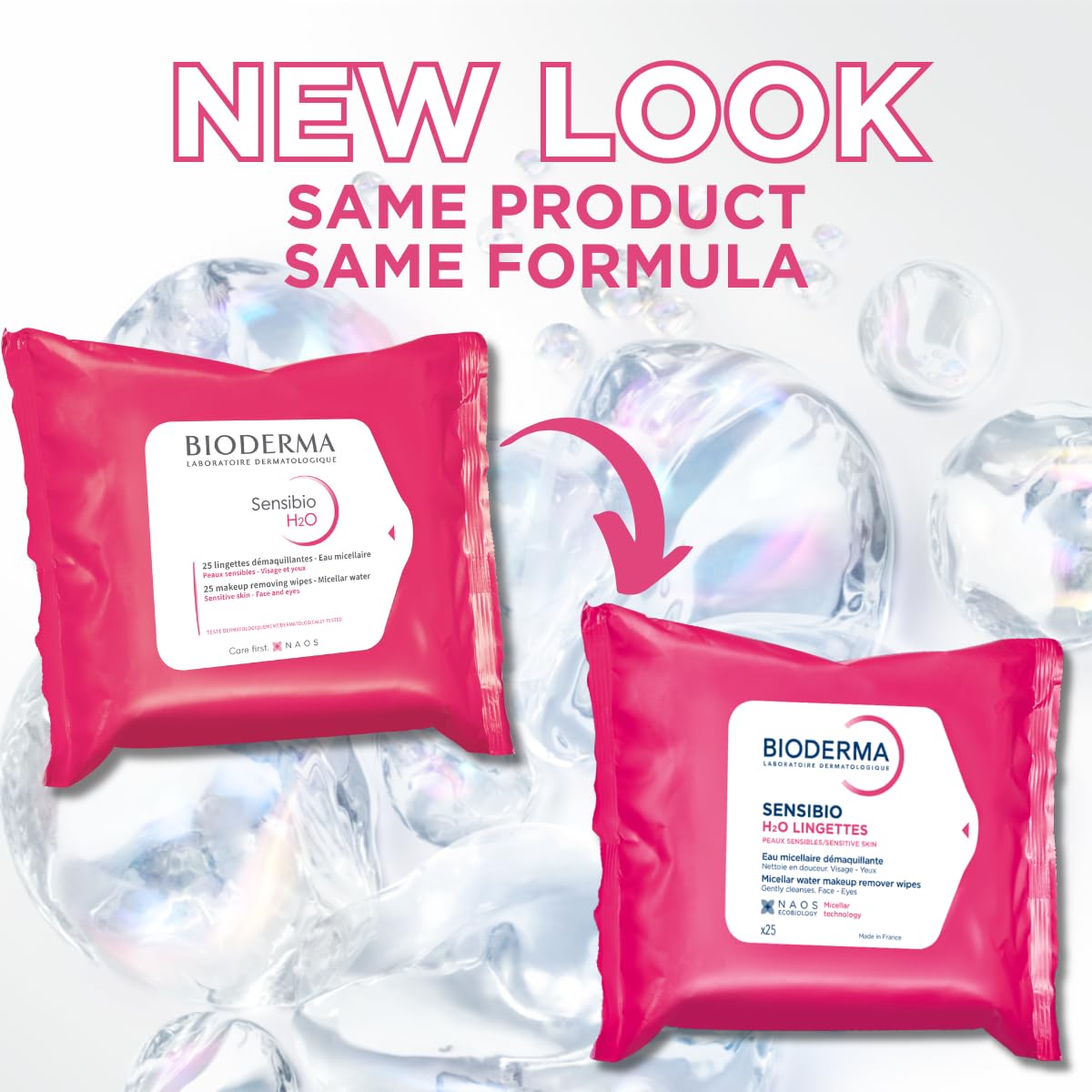 Bioderma - Sensibio H2O Wipes - Cleansing and Makeup Removing - Skin Soothing - for Sensitive Skin - 25 Wipes